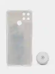 Карамельный чехол для Realme C21Y, Realme C25Y, Реалми С21У, С25У пластиковый, с рисунком и попсокетом