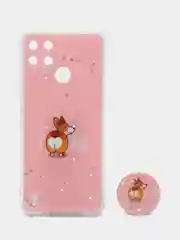 Розовый чехол для Realme C21Y, Realme C25Y, Реалми С21У, С25У пластиковый, с рисунком и попсокетом
