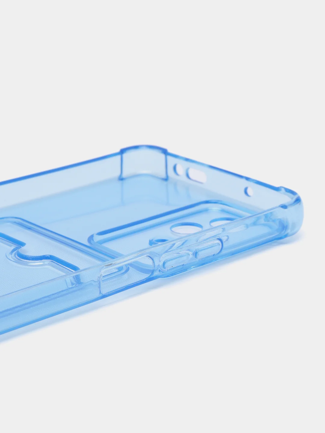 Голубой чехол для Xiaomi Poco F4, Сяоми Поко Ф4 прозрачный, с карманом для карты
