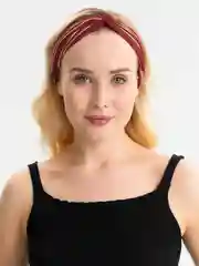 Бордовый повязка на голову, в полоску