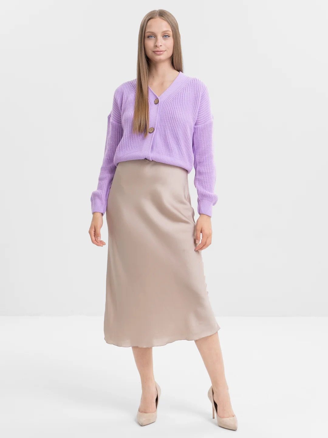Аметистовый кардиган женский, вязаный, короткий, oversize