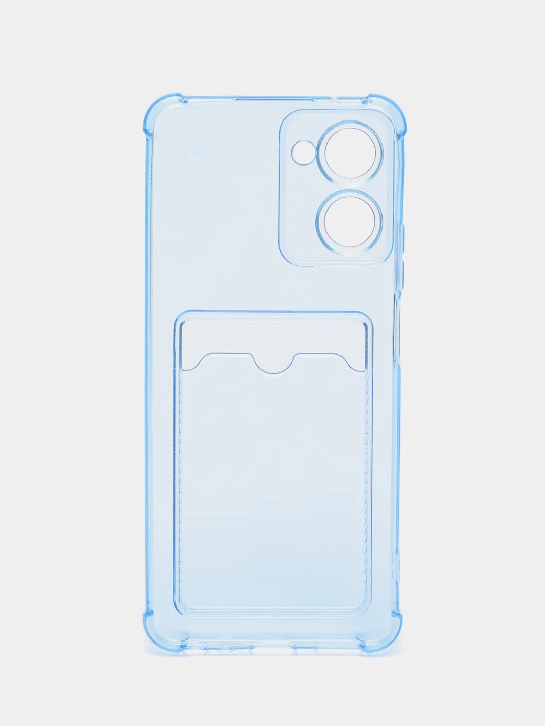 Голубой чехол для Realme 10 Pro / Реалми 10 Про прозрачный, с карманом для карты