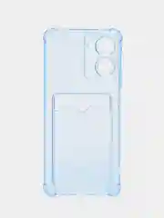 Голубой чехол для Realme 10 Pro / Реалми 10 Про прозрачный, с карманом для карты