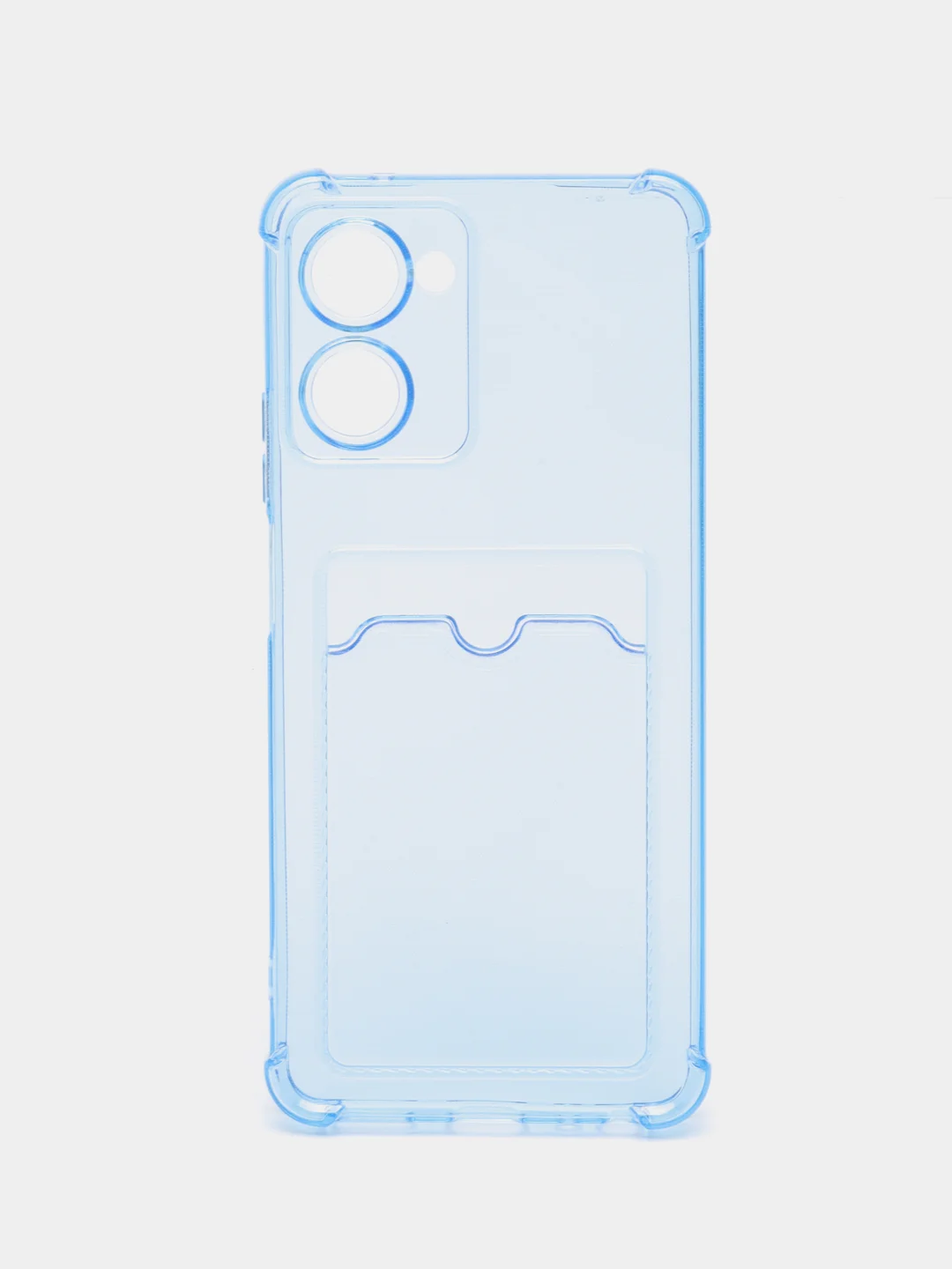 Голубой чехол для Realme 10 Pro / Реалми 10 Про прозрачный, с карманом для карты