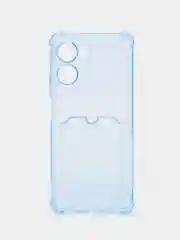 Голубой чехол для Realme 10 Pro / Реалми 10 Про прозрачный, с карманом для карты