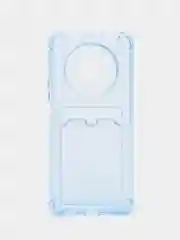 Голубой чехол для Honor X9 / X30 5G (Хонор Х9 / Х30 5Джи) прозрачный, с карманом для карты