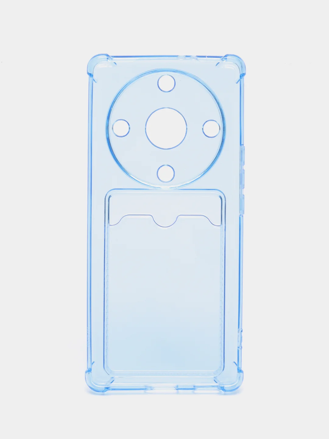 Голубой чехол противоударный Honor X9a, Хонор Х9а, прозрачный, с карманом для карты