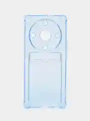 Голубой чехол противоударный Honor X9a, Хонор Х9а, прозрачный, с карманом для карты