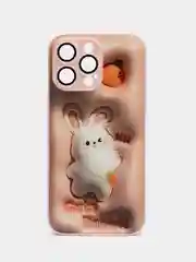 Кораллово-розовый силиконовый чехол на iPhone 14, 14 Plus, 14 Pro, 14 Pro Max, со стеклянной панелью