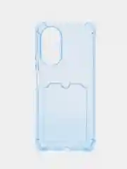 Голубой чехол для Honor X7 / Хонор Х7 прозрачный, с карманом для карты