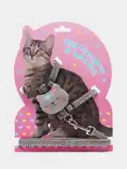 Серый шлейка c поводком для кошек