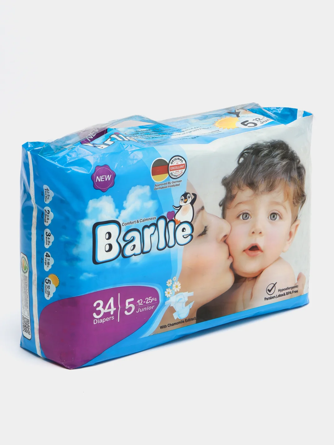 Подгузники детские Barlie №5 размер XL / Junior для малышей 12-25кг, 34шт. в упаковке