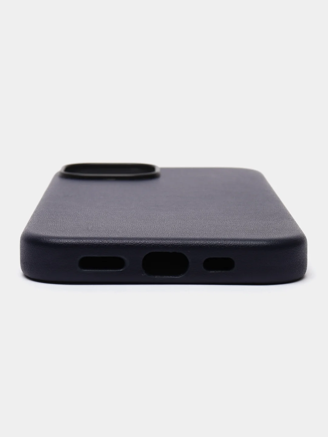 Синий чехол MagSafe для iPhone 14 кожаный BROSCORP с бортиком защитой камер микрофиброй, экокожа