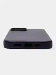 Синий чехол MagSafe для iPhone 14 кожаный BROSCORP с бортиком защитой камер микрофиброй, экокожа