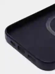 Синий чехол MagSafe для iPhone 14 кожаный BROSCORP с бортиком защитой камер микрофиброй, экокожа
