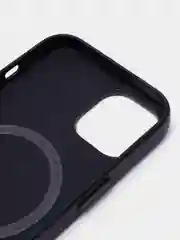 Синий чехол MagSafe для iPhone 14 кожаный BROSCORP с бортиком защитой камер микрофиброй, экокожа