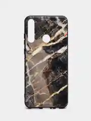 Накладка для Huawei Y6P (2020) силиконовая текстурный принт, мрамор черный