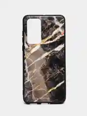 Накладка для Huawei P40 2020, силиконовая, текстурный принт, мрамор черный