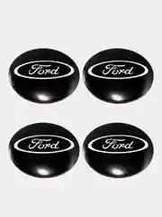 Черный наклейки на диски, колпаки Ford сферические, изогнутые, Форд, 4 штуки