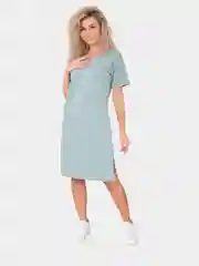 Мятный туника платье женское трикотажное, с лайкрой, базовое