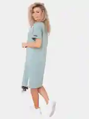 Мятный туника платье женское трикотажное, с лайкрой, базовое