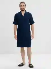 Синий меланж халат мужской муслин
