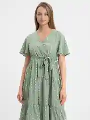 Мятный платье женское, шелковое, длинное, с рисунком, в горох, красное, белое, зеленое