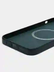 Зеленый чехол MagSafe для iPhone 14 Pro Max кожаный BROSCORP с защитой камер, микрофиброй, экокожа