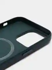 Зеленый чехол MagSafe для iPhone 14 Pro Max кожаный BROSCORP с защитой камер, микрофиброй, экокожа