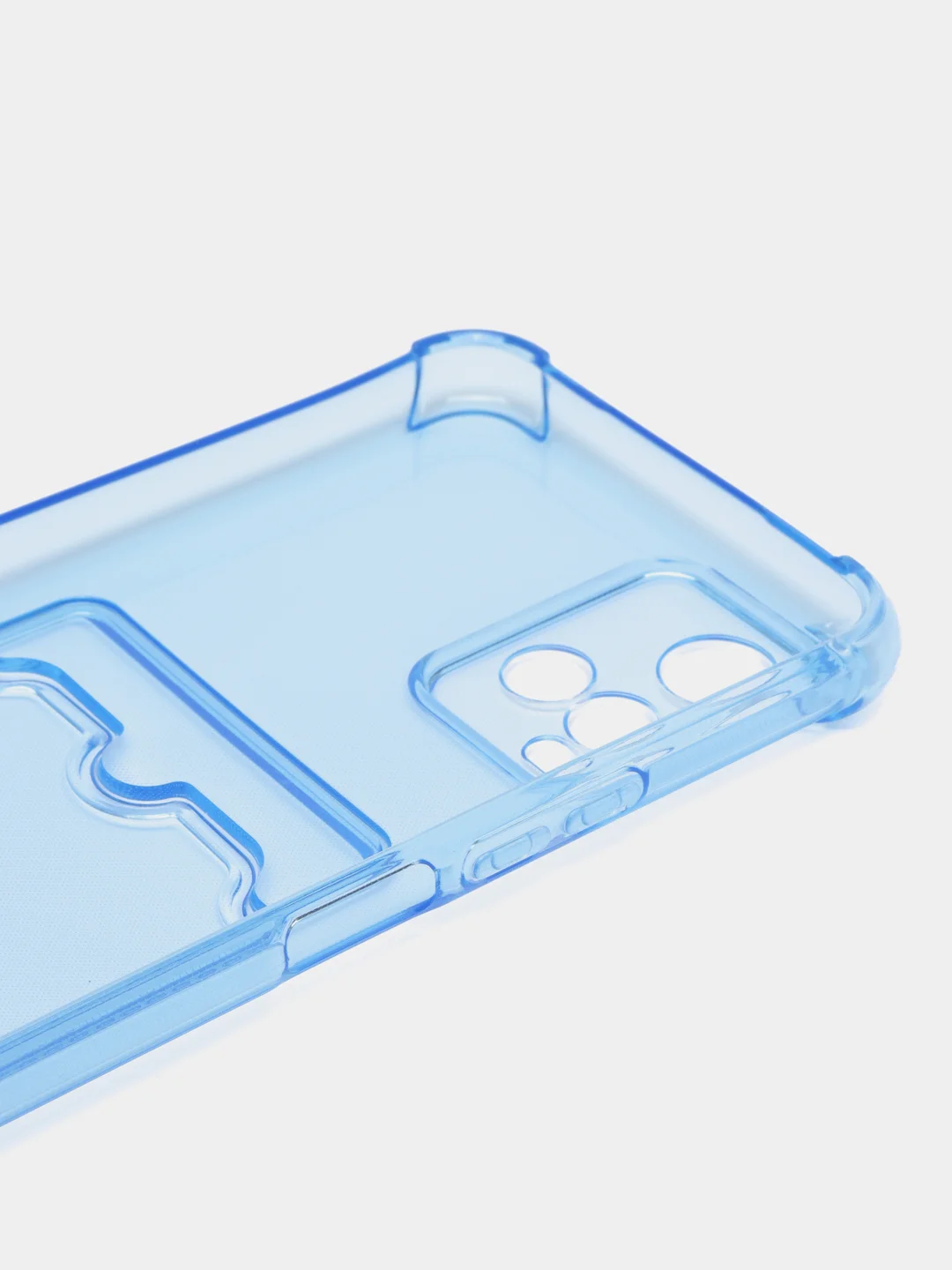 Голубой чехол для Vivo Y33s, Y21 2021 (Виво У33с, У21 2021), прозрачный, с карманом для карты