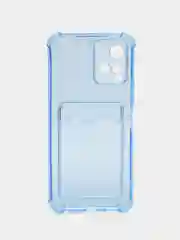 Голубой чехол для Vivo Y33s, Y21 2021 (Виво У33с, У21 2021), прозрачный, с карманом для карты