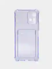 Лавандовый чехол для Vivo Y33s, Y21 2021 (Виво У33с, У21 2021), прозрачный, с карманом для карты