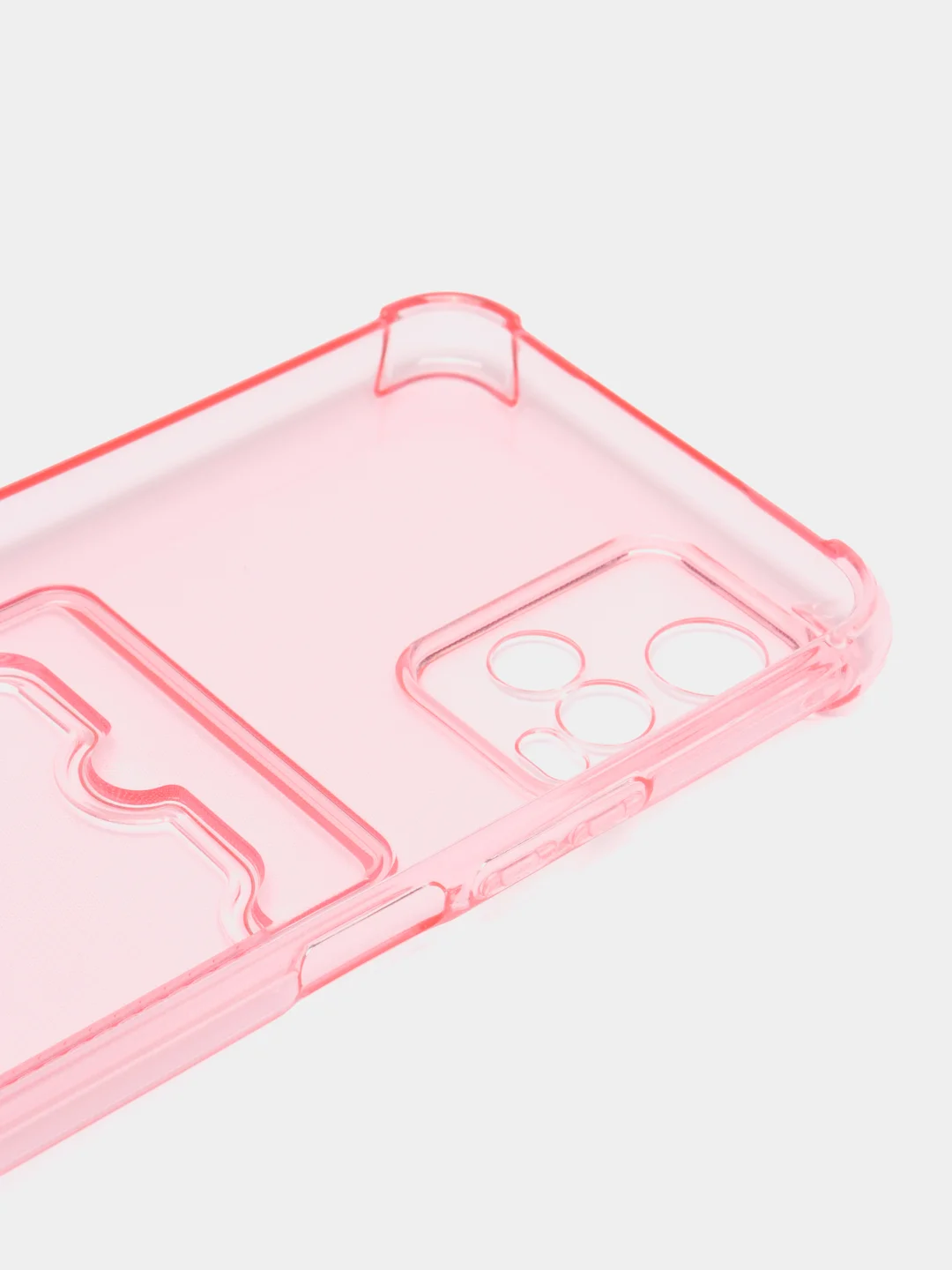 Розовый чехол для Vivo Y33s, Y21 2021 (Виво У33с, У21 2021), прозрачный, с карманом для карты