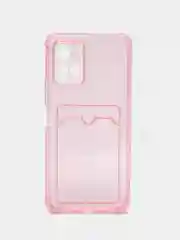 Розовый чехол для Vivo Y33s, Y21 2021 (Виво У33с, У21 2021), прозрачный, с карманом для карты