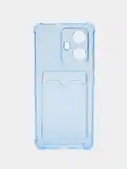 Голубой чехол противоударный Realme 10 Pro Plus (Реалми 10 Про Плюс) прозрачный с карманом для карты