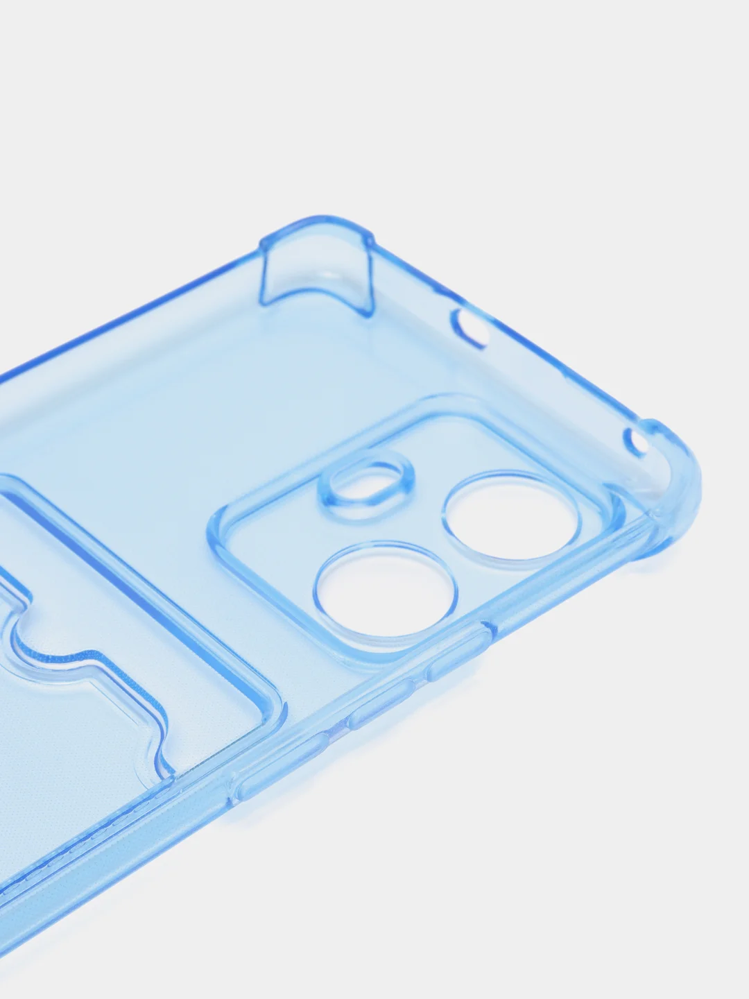 Голубой чехол противоударный Realme 10 Pro Plus (Реалми 10 Про Плюс) прозрачный с карманом для карты