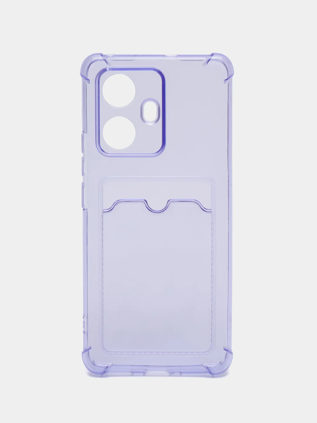 Лавандовый чехол противоударный Realme 10 Pro Plus (Реалми 10 Про Плюс) прозрачный с карманом для карты