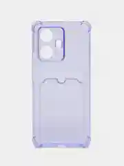 Лавандовый чехол противоударный Realme 10 Pro Plus (Реалми 10 Про Плюс) прозрачный с карманом для карты