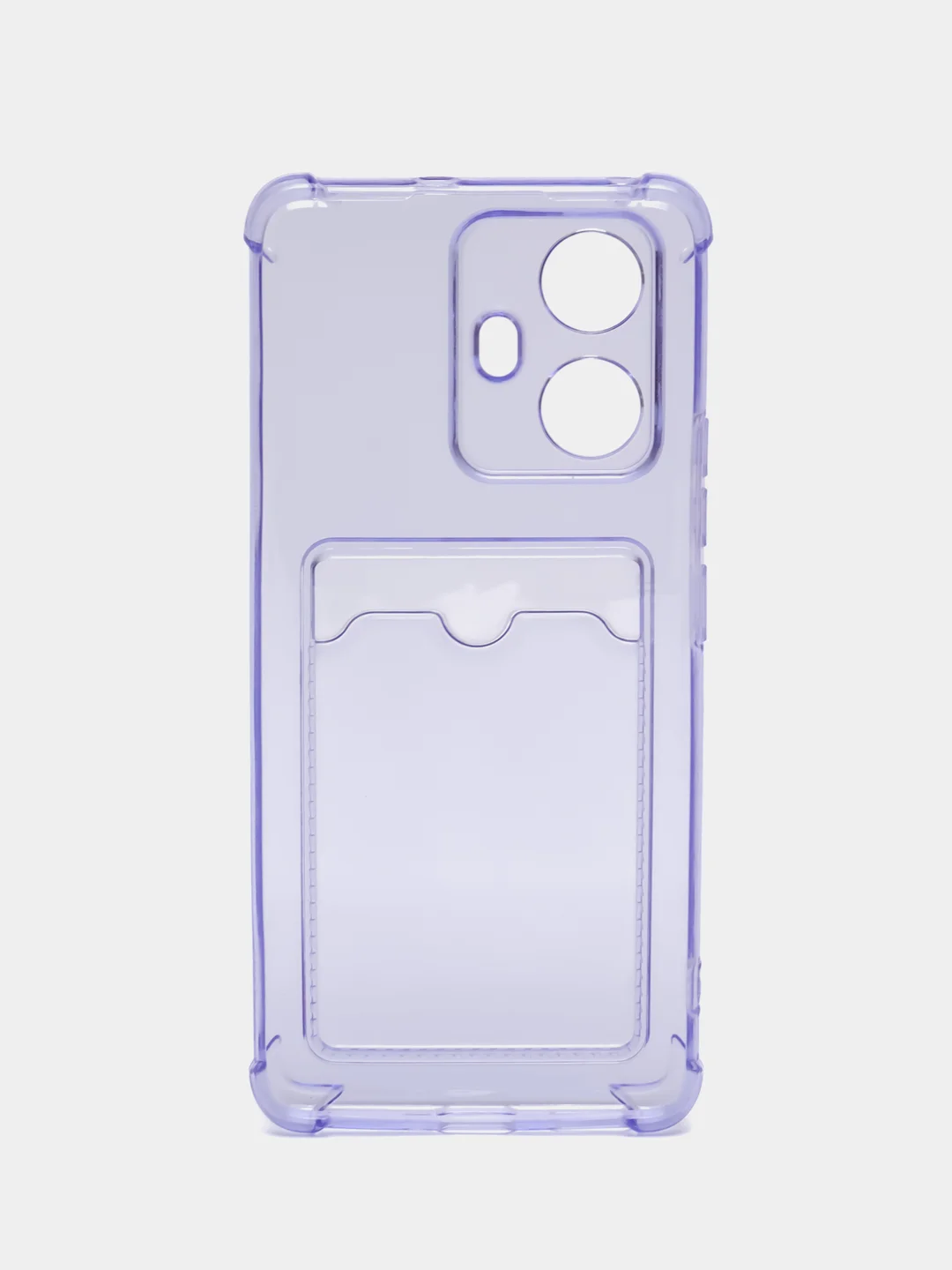 Лавандовый чехол противоударный Realme 10 Pro Plus (Реалми 10 Про Плюс) прозрачный с карманом для карты