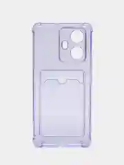 Лавандовый чехол противоударный Realme 10 Pro Plus (Реалми 10 Про Плюс) прозрачный с карманом для карты