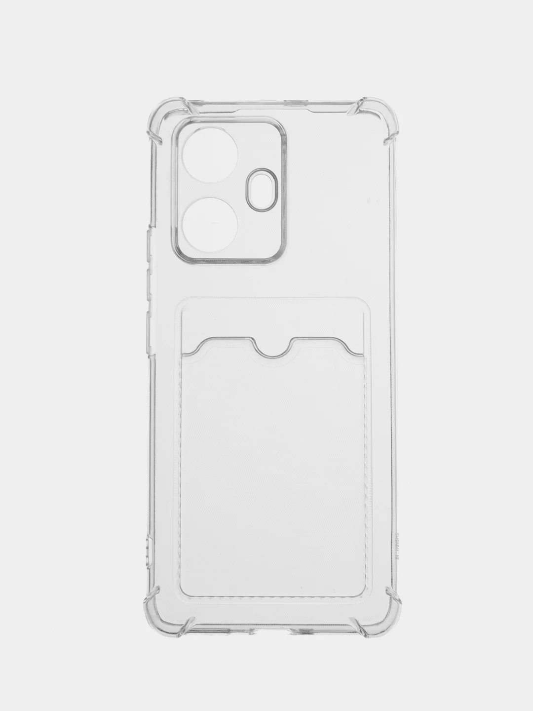 Прозрачный чехол противоударный Realme 10 Pro Plus (Реалми 10 Про Плюс) прозрачный с карманом для карты