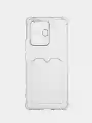 Прозрачный чехол противоударный Realme 10 Pro Plus (Реалми 10 Про Плюс) прозрачный с карманом для карты