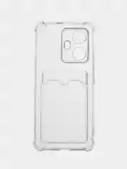 Прозрачный чехол противоударный Realme 10 Pro Plus (Реалми 10 Про Плюс) прозрачный с карманом для карты
