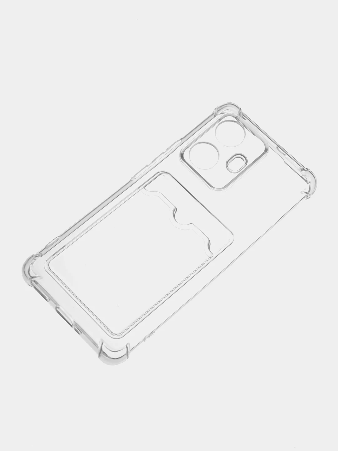 Прозрачный чехол противоударный Realme 10 Pro Plus (Реалми 10 Про Плюс) прозрачный с карманом для карты