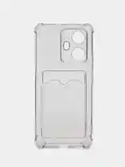 Черный чехол противоударный Realme 10 Pro Plus (Реалми 10 Про Плюс) прозрачный с карманом для карты