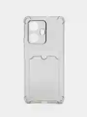 Черный чехол противоударный Realme 10 Pro Plus (Реалми 10 Про Плюс) прозрачный с карманом для карты