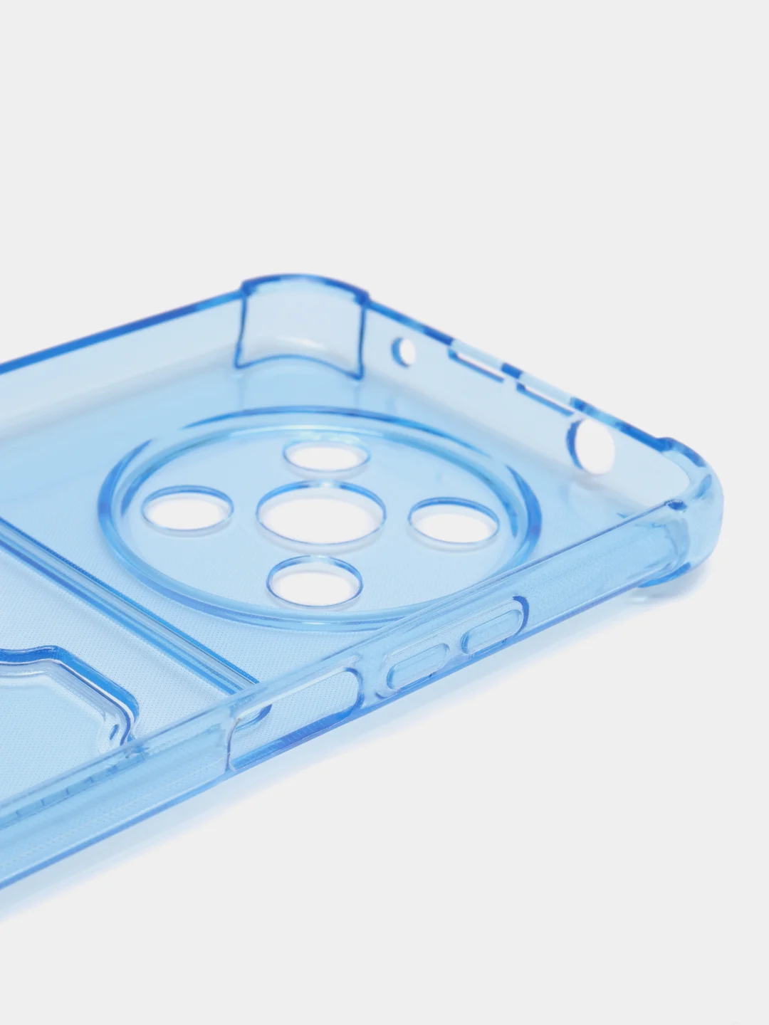 Голубой чехол противоударный Huawei Nova Y90 (Хуавей Нова У90), прозрачный, с карманом для карты