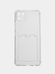 Чехол противоударный Realme C11 2020 / Реалми С11 2020 прозрачный, с карманом для карты