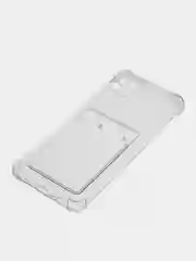 Прозрачный чехол противоударный Realme C11 2020 / Реалми С11 2020 прозрачный, с карманом для карты