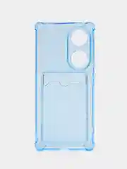 Голубой чехол противоударный Honor 70 / Хонор 70, прозрачный, с карманом для карты